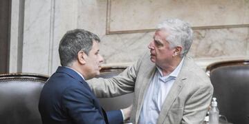 Los diputados Carlos Gutiérrez y Facundo Manes durante la sesión en Diputados (Foto: Federico López Claro)
