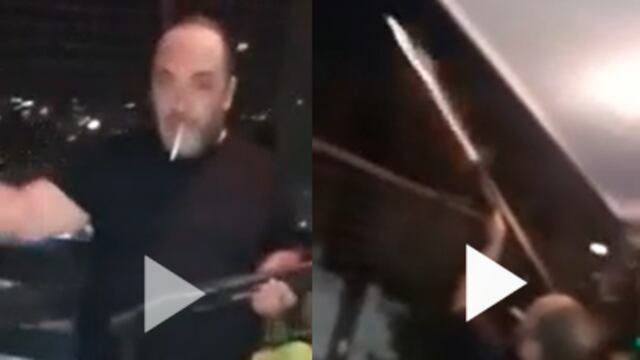 El hombre, con la escopeta en la mano, efectuó varios disparos al cielo.