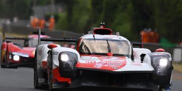 El Toyota número 7 en el que se alternaron Pechito López, Mike Conway y Kamui Kobayashi en Le Mans.