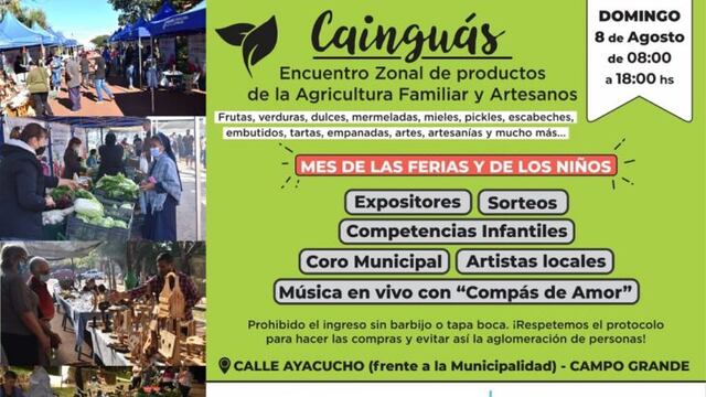 El próximo domingo se llevará adelante un encuentro por el Mes de las Ferias y los Niños en Campo Grande.