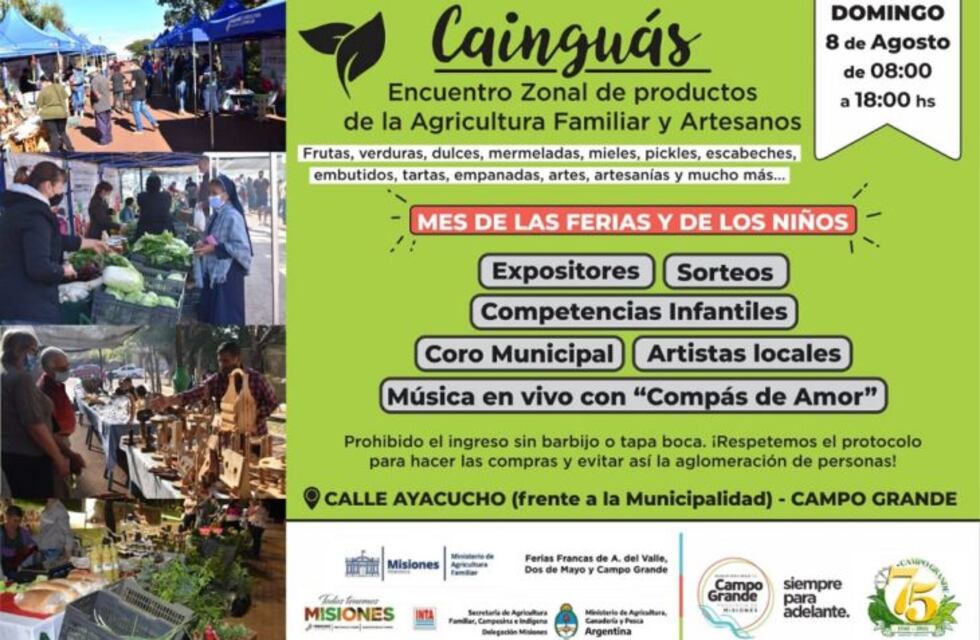 El próximo domingo se llevará adelante un encuentro por el Mes de las Ferias y los Niños en Campo Grande