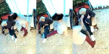 Las imágenes sensibles de los distintos maltratos de la mujer para con la anciana. Twitter @paohermida