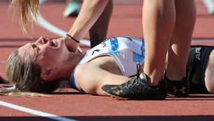 Victoria Woodward perdió la memoria inmediata: sabe que corría la posta pero no que se cayó. Fue en el final del 4x100 que terminó con récord argentino. (Fotografía de Alejandro Pagni)