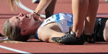 Victoria Woodward perdió la memoria inmediata: sabe que corría la posta pero no que se cayó. Fue en el final del 4x100 que terminó con récord argentino. (Fotografía de Alejandro Pagni)