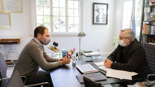 Apoyo. El jueves pasado, un día antes de oficializar su candidatura, Martín Gill fue recibido por el presidente Alberto Fernández, en Olivos.