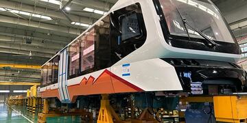 Uno de los componentes de las duplas del novedoso tren solar jujeño que se construye en los talleres de la compañía china CRRC.