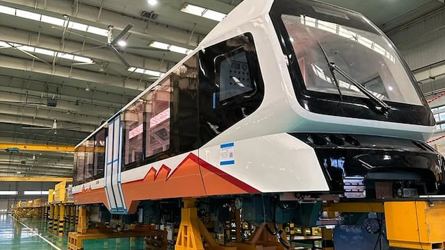 Uno de los componentes de las duplas del novedoso tren solar jujeño que se construye en los talleres de la compañía china CRRC.