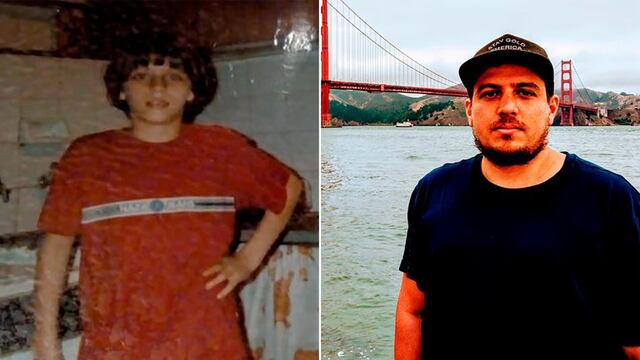 Ezequiel Arelli, en su infancia y en la actualidad. (Foto: INFOBAE)