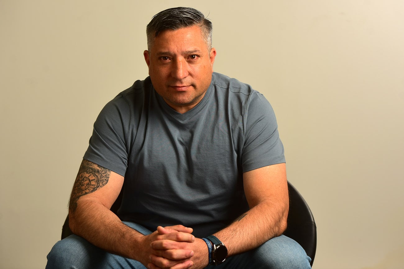 Adrián Gruppi, candidato a presidente de Talleres por la lista Talleres es de su Gente, en el Streaming de La Voz en vivo.   (Nicolás Bravo / La Voz)