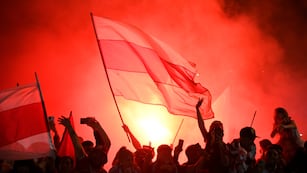 Hinchas festejaron en Córdoba. (Prensa River)