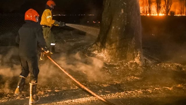 Los bomberos trabajaron arduamente para mitigar los efectos devastadores del fuego en el Parque Sarmiento.