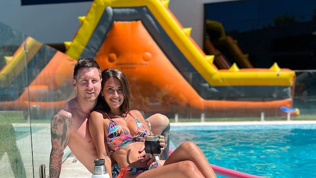Lionel Messi y Antonela Roccuzzo disfrutaron de una tarde de pileta luego del regreso a Rosario.