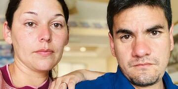 Marina Lizando y Marcos Noriega quedaron varados en Estados Unidos junto a sus tres hijos. (Foto: Infobae)