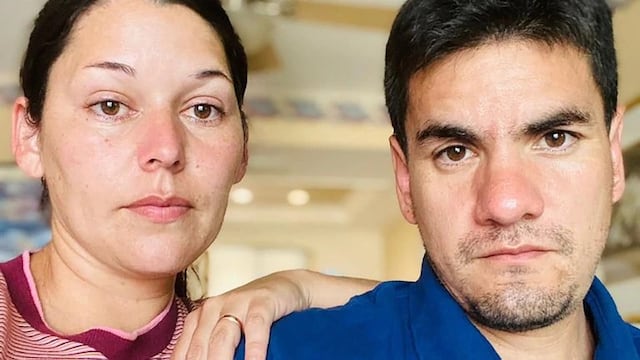 Marina Lizando y Marcos Noriega quedaron varados en Estados Unidos junto a sus tres hijos. (Foto: Infobae)