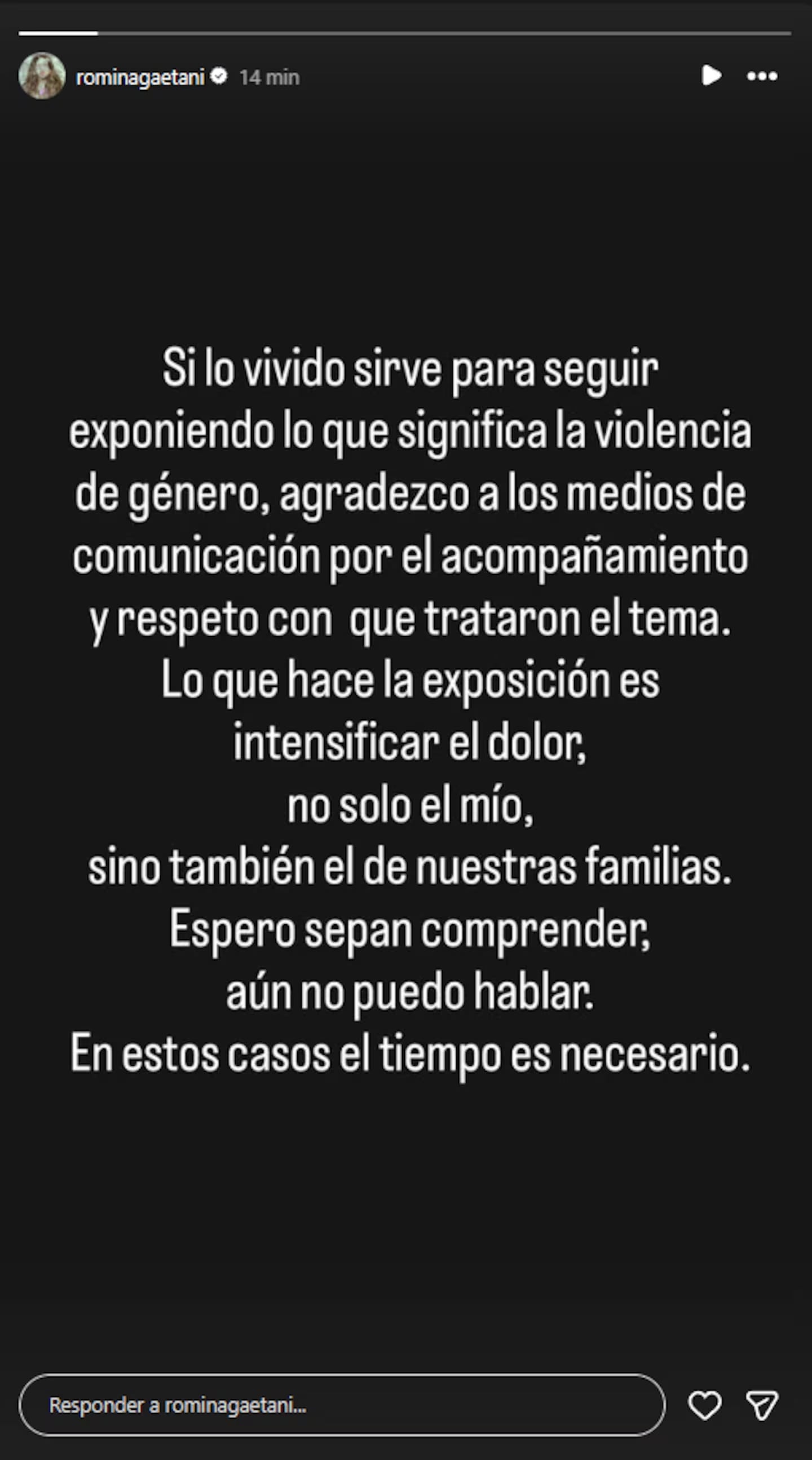 El dolor de Romina Gaetani a días de conocerse el caso de violencia de género