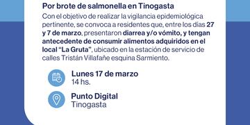 Salud provincial toma acciones ante brote de salmonella en Tinogasta: convocan a los afectados.