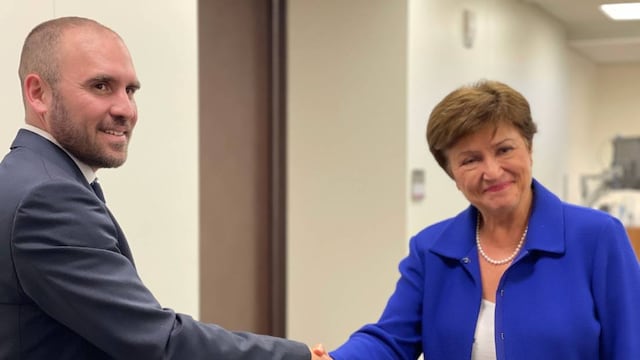 Martín Guzmán, ministro de Economía de Argentina con Kristalina Georgieva, directora gerente del FMI.
