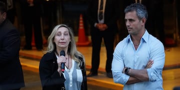 Karina Milei y Martín Menem en la sede de LLA, en el Hotel Libertador. (Clarín)