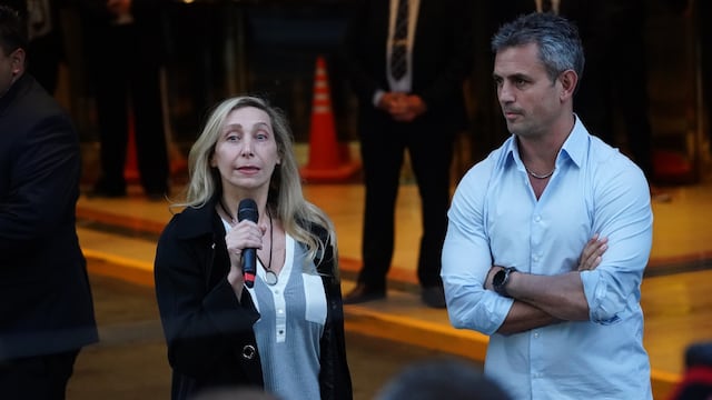 Karina Milei y Martín Menem en la sede de LLA, en el Hotel Libertador. (Clarín)