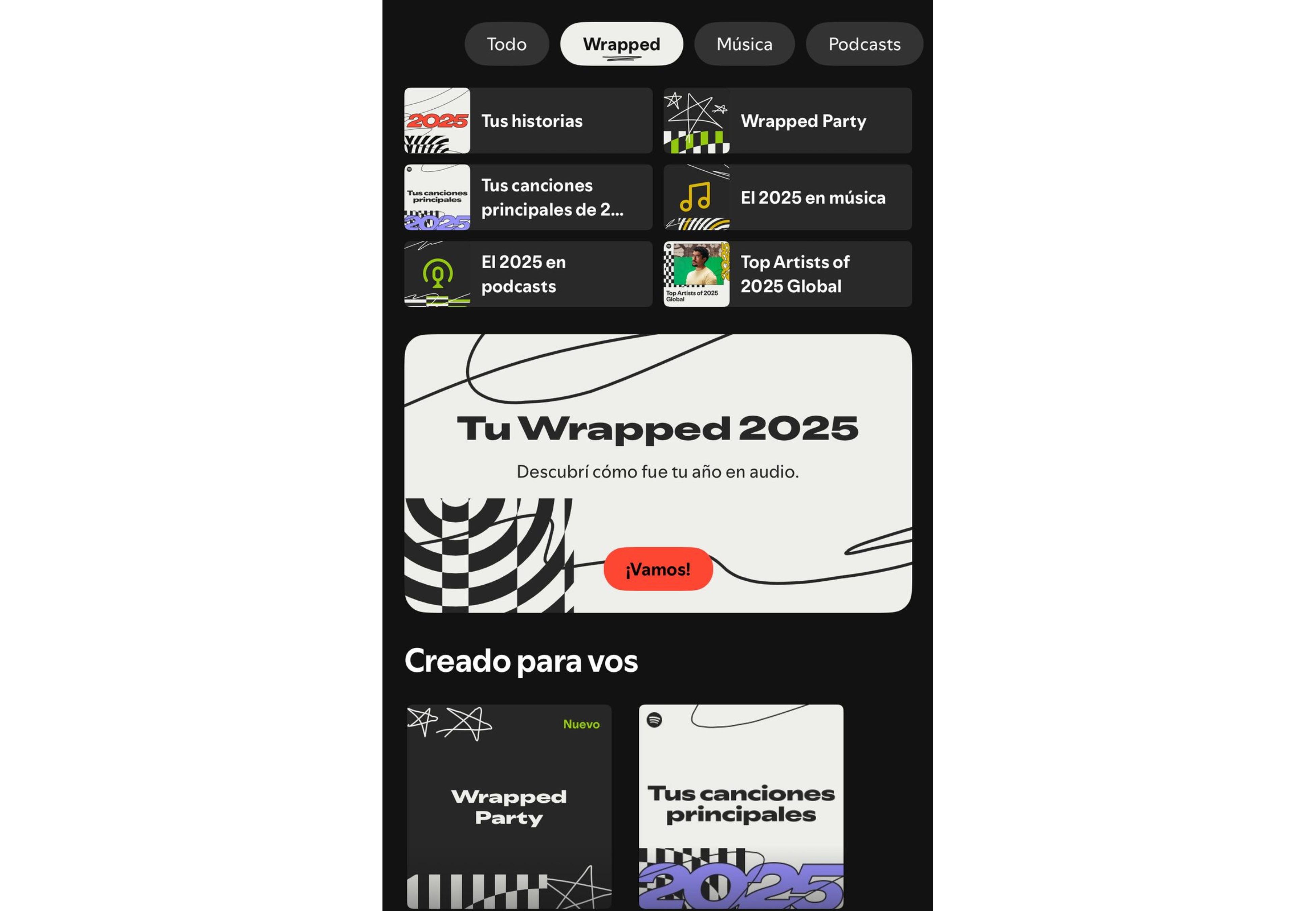Así se ve el Wrapped en al aplicación.