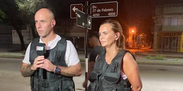 La legisladora y el periodista Esteban Trebucq recorrieron la ciudad tras el ataque al supermercado Único.