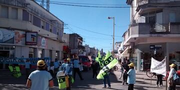 Protesta de obreros de la construcción. (ARCHIVO).