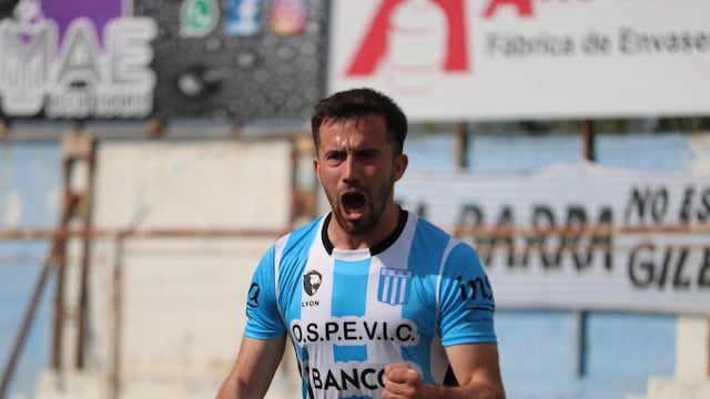El goleador Martín Garnerone, firme en la ofensiva Racing para defender la punta este sábado ante Defensores de Belgrano (Foto: Prensa Racing).