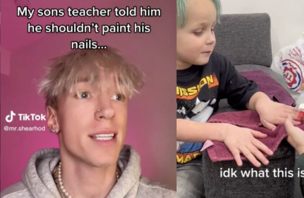 Viral: un padre llevó a su hijo a pintarse las uñas luego de que la maestra le dijera que eso era “solo para niñas”