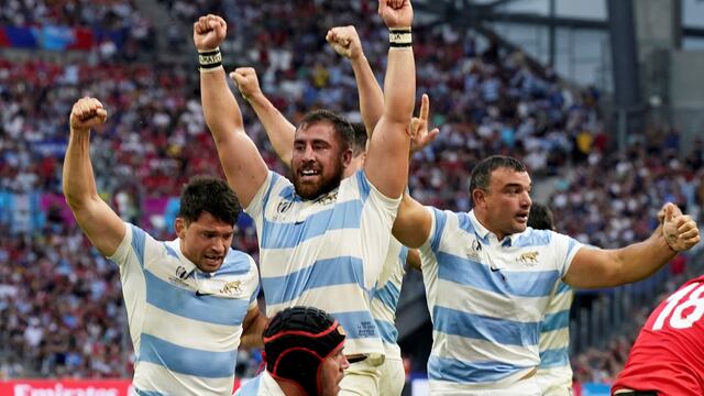 Los Pumas festejaron ante Gales y se metieron en semimfinales del Mundial de Francia. (AP)