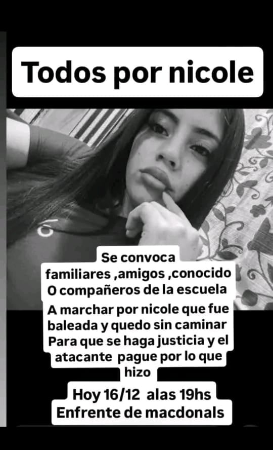 La joven fue herida por la espalda y no podrá volver a caminar