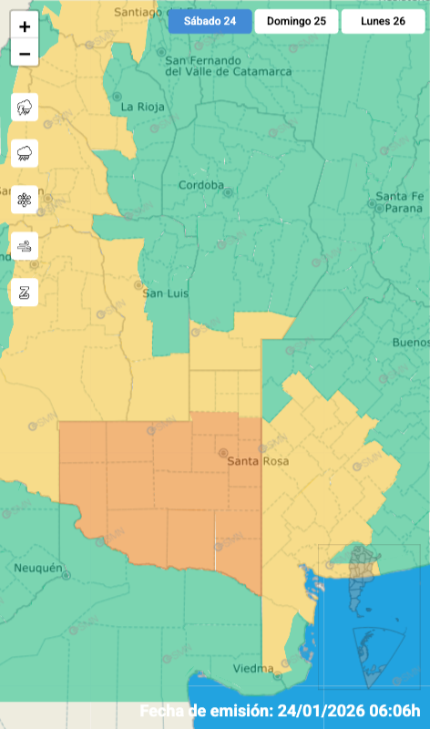 Rige alerta amarilla por tormenta este sábado 24 de enero en el sur de Córdoba.