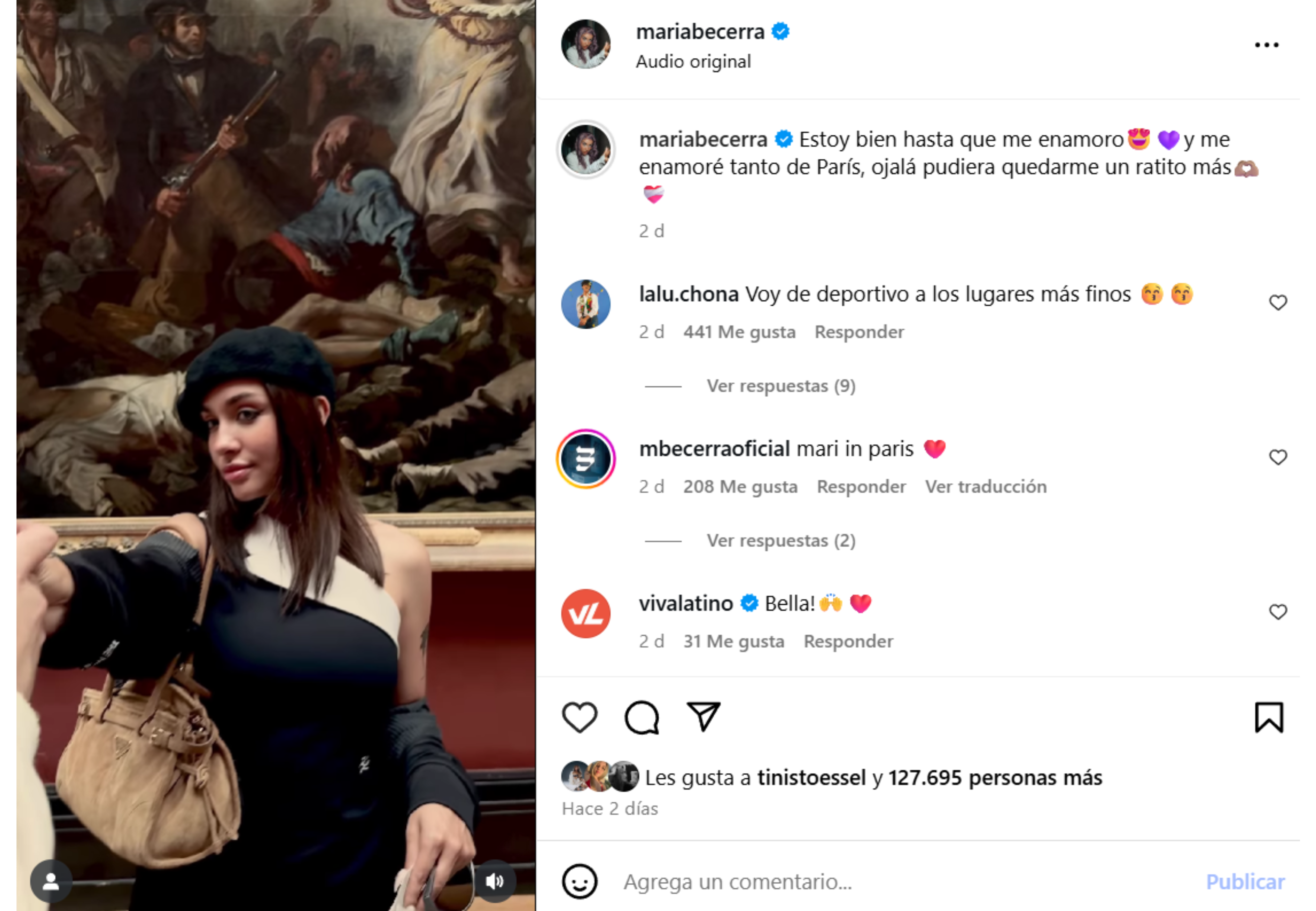 El post de María Becerra.