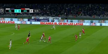 El off side que vieron el línea y el VAR, y que era el segundo de Talleres ante Argentinos (Captura).