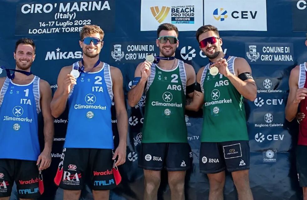 Beach Vóley: Leandro Aveiro y Bautista Amieva  campeones en el Pro Tour Future de Italia
