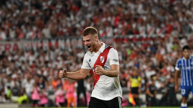 El cordobés Lucas Beltrán marcó por duplicado en el Monumental ante Godoy Cruz. Es goleador de River (@RiverPlate).