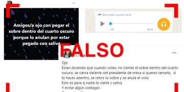 Es falso que se anula el voto si se pega el sobre adentro del cuarto oscuro.