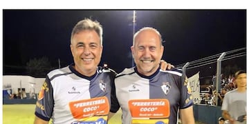 luis castellano y omar perotti con la camiseta de sportivo norte de rafaela