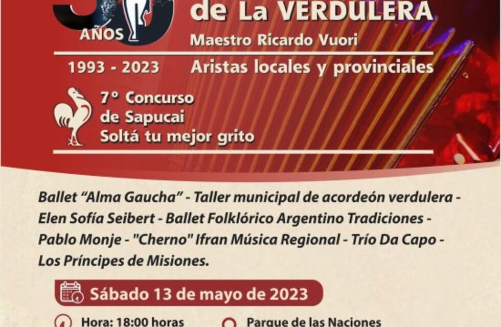 Este sábado se realiza la 30º edición del Festival Provincial de la Verdulera en el Parque de las Naciones de Oberá