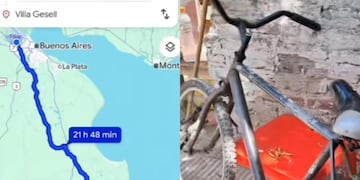 El recorrido que tenía que hacer y la bicicleta que lo acompañó.