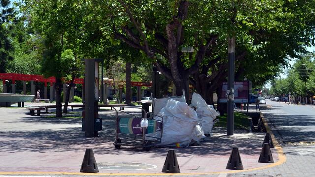 Los bolardos que se ven en las esquinas de plazas para la protección de los transeúntes son fabricados con caucho de la planta de reciclado de cubiertas. Gentileza MG