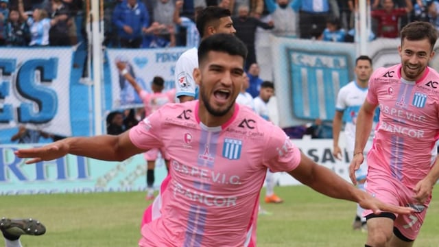 Leandro Fernández abrió el marcador en Nueva Italia para la ilusión de Racing para ascender (Foto: Prensa Racing).