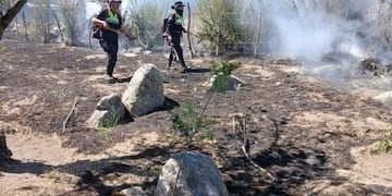 Policías y bomberos trabajaron de forma conjunta y controlaron el fuego.