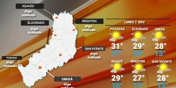 Inicio de semana con clima cálido y cielo despejado en Misiones.