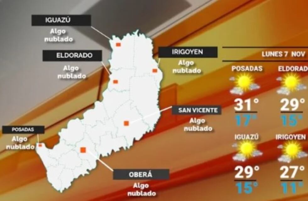 Inicio de semana con clima cálido y cielo despejado en Misiones