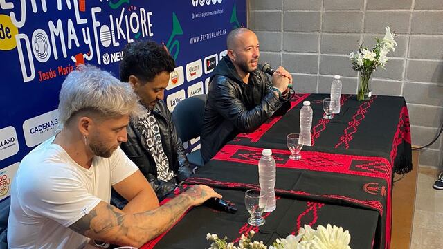 Los tres cantantes de La Konga en la conferencia de prensa previa a lo que iba a ser su show en Jesús María. (Prensa Festival)