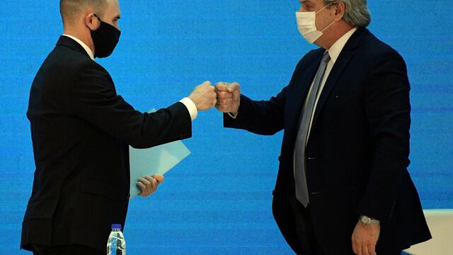 El ministro Martín Guzmán y el presidente Alberto Fernández.