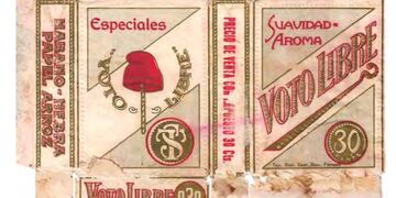 Etiqueta de Voto Libre, cigarrillos fabricado en Tres Arroyos