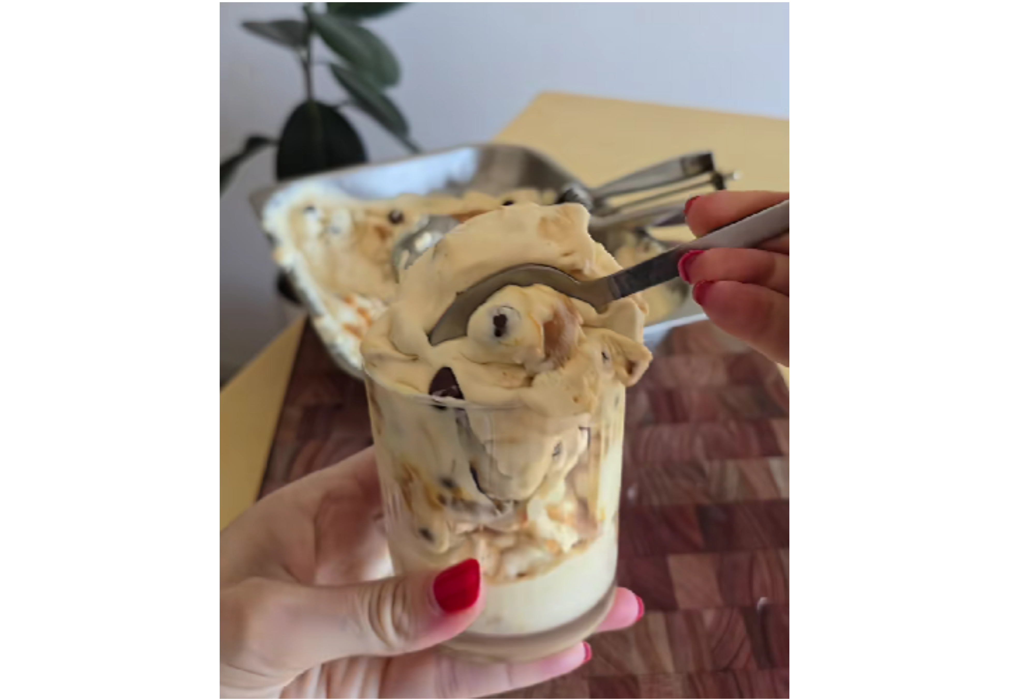 Así queda el helado de tramontana casero.