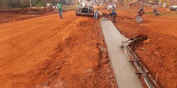 Obras de saneamiento en el barrio Nuevo Iguazú.