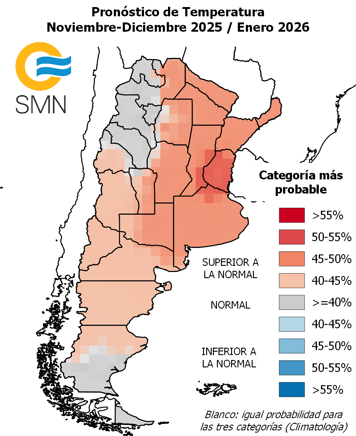 Las temperaturas para Córdoba y el resto de Argentina de cara al final de 2025.